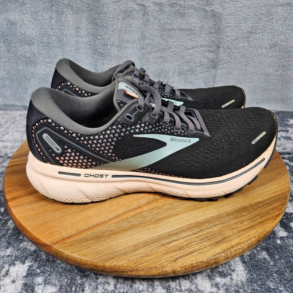 Brooks Ghost 14 Womens Shoes Size 8 Black Pink Athletic Running Walking Sneakers